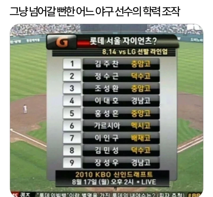 그냥 넘어갈뻔한 어느 야구선수 학력조작_1.webp