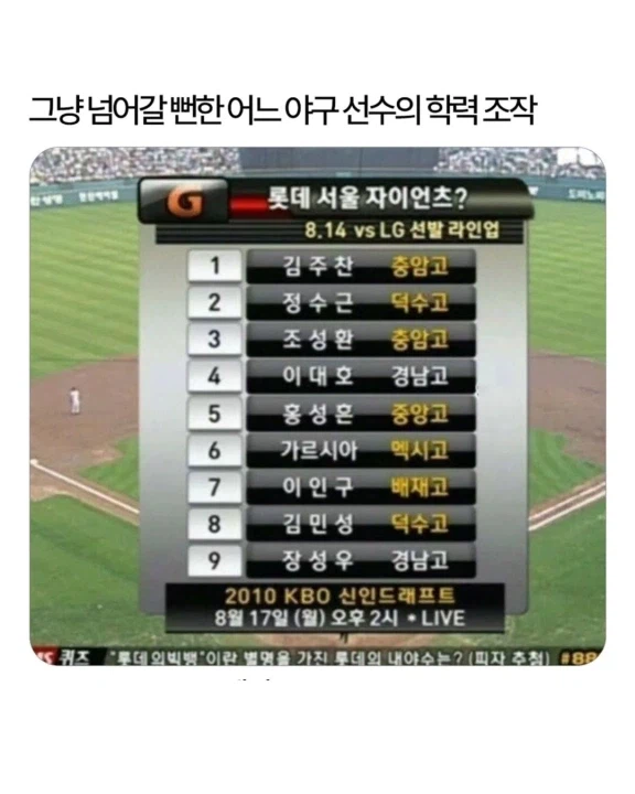계속 회자되는 야구 선수의 학력 조작_1.webp
