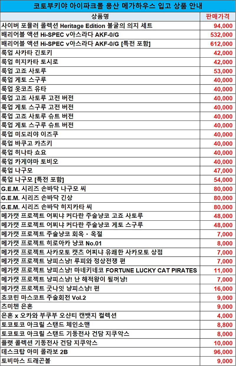 코토 한국 아이파크몰 용산. 메가하우스 상품 입고 안내_2.png