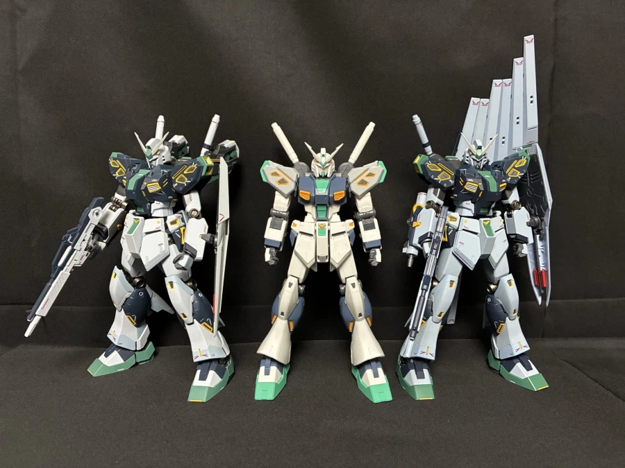 HGUC 1/144 양산형 뉴 건담 소체 + 메탈 로봇혼 나열 사진_1.webp