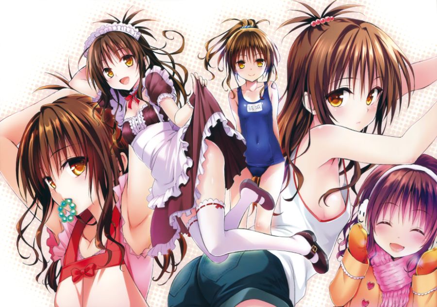 yande.re 362224 cleavage maid no_bra nopan school_swimsuit skirt_lift swimsuits thighhighs to_love_ru to_love_ru_darkness yabuki_kentarou yuuki_mikan.jpg