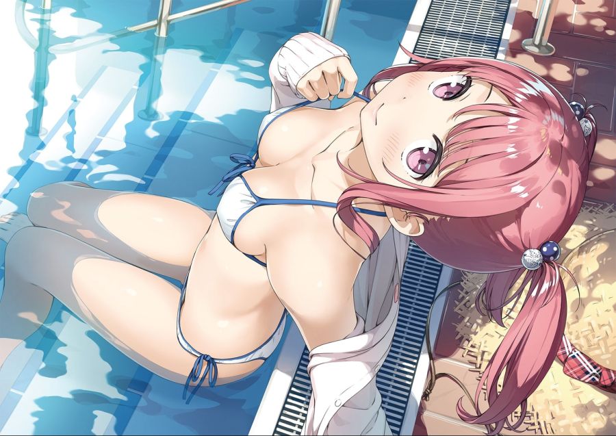 yande.re 606783 sample 5_nenme_no_houkago bikini cleavage erect_nipples kantoku kurumi_(kantoku) open_shirt swimsuits wet.jpg