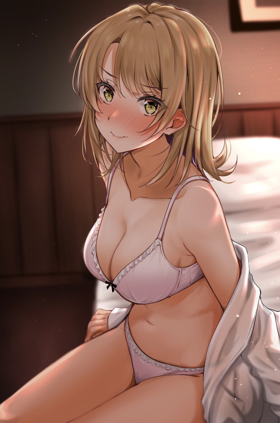 yande.re 669584 bra cameltoe cleavage dress_shirt isshiki_iroha kmonon19 open_shirt pantsu yahari_ore_no_seishun_lovecome_wa_machigatteiru..jpg