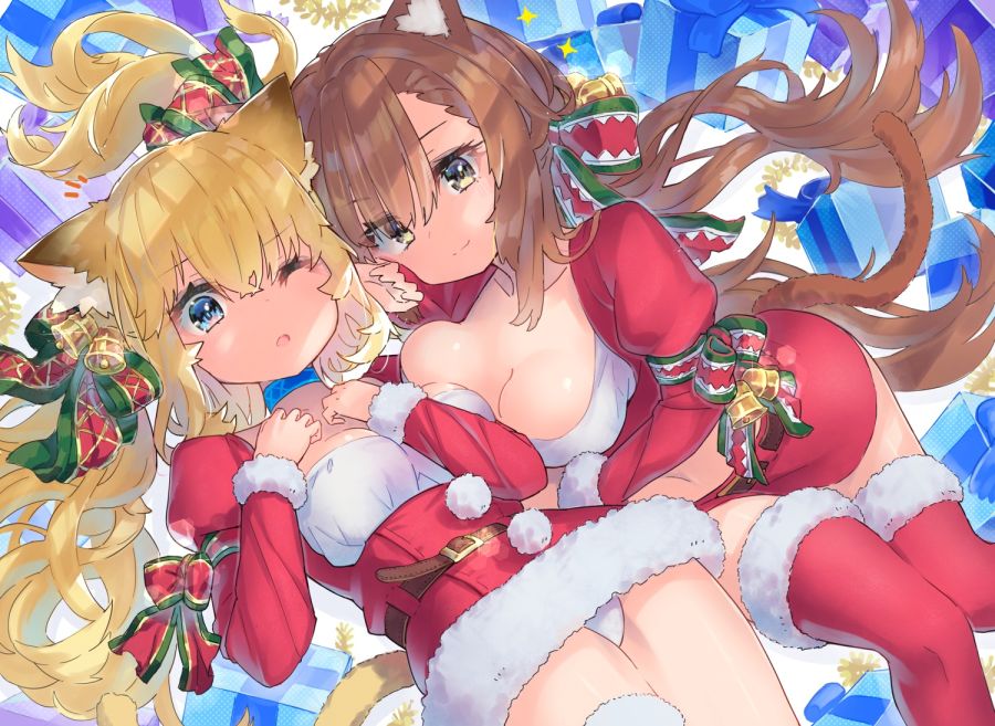 yande.re 719408 sample animal_ears christmas cleavage nekomimi pantsu tagme tail thighhighs.jpg