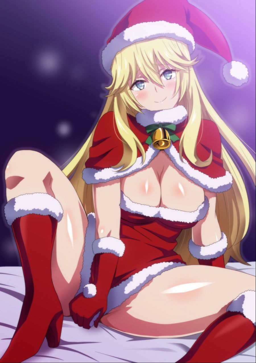 yande.re 657639 sample christmas cleavage dress hara_(harayutaka) heels no_bra skirt_lift.jpg