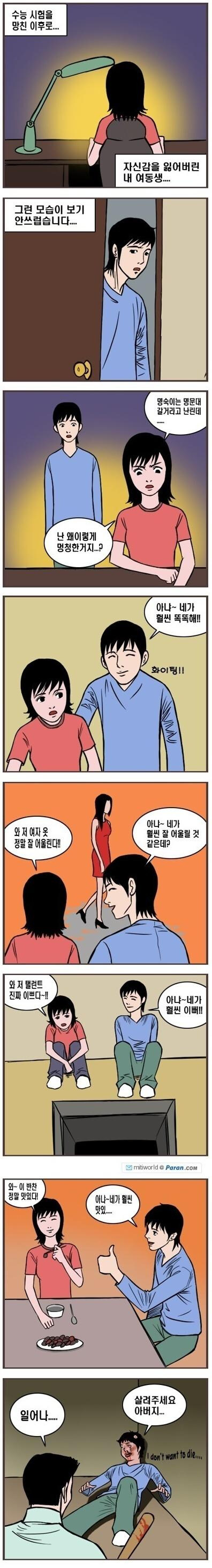 자신감 잃은 여동생을 응원해주는 오빠.manhwa_1.jpg