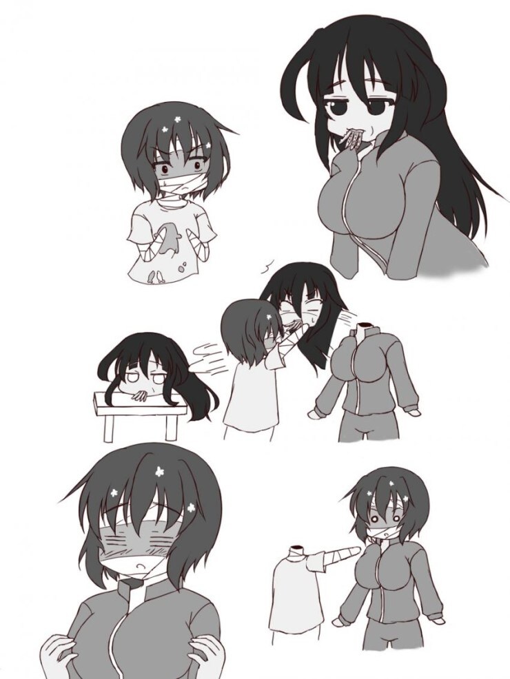 가슴 작은 소녀가 머리를 뽑아서 남의 몸에 붙이는 만화_1.png