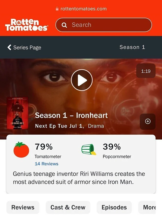 MCU) 아이언하트 로튼점수 떴다 ... jpg_2.webp