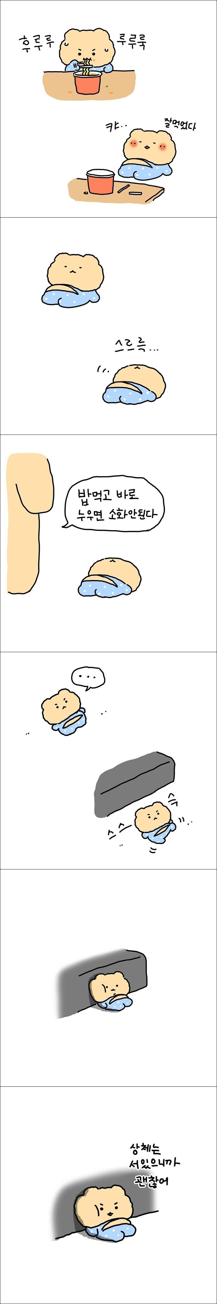 밥 먹고 바로 누우면 소화 안 된다는 만화 jpg._1.jpg