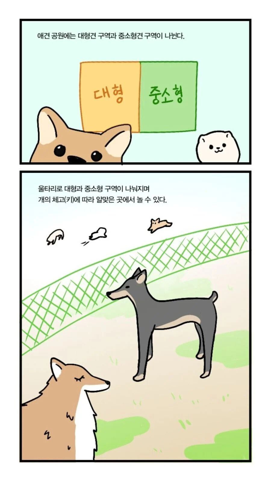 애견공원의 대형견 구역과 중소형견 구역.manga_1.jpg