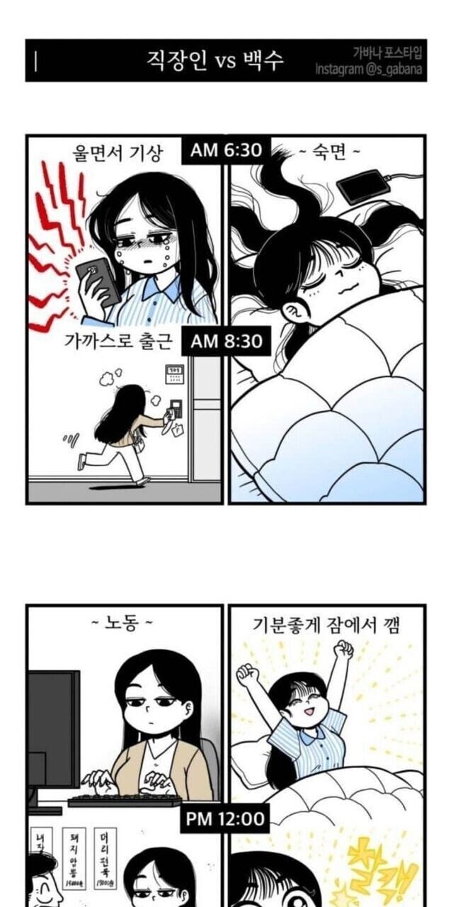 출근하는 사람 vs 백수 만화보는데 개웃기네_1.jpg