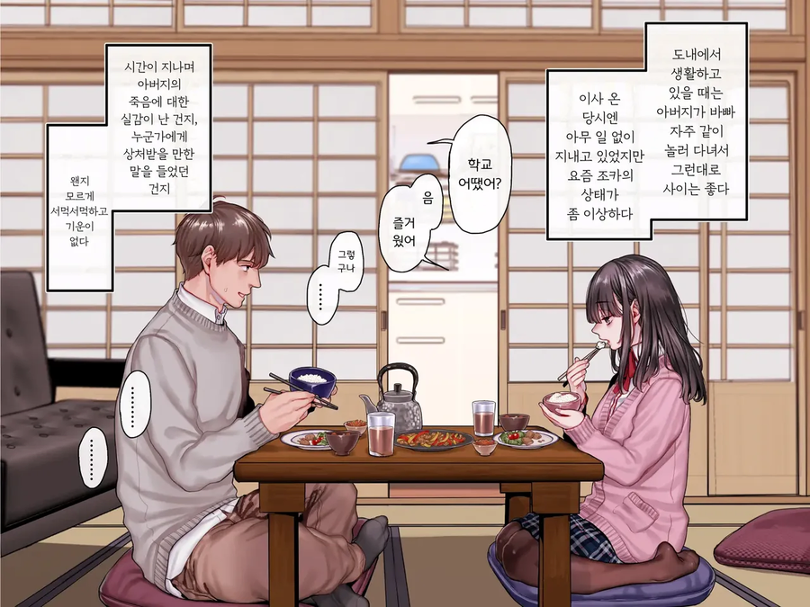 고아가 된 조카딸을 거두고 동거하는 삼촌.manwha_3.webp