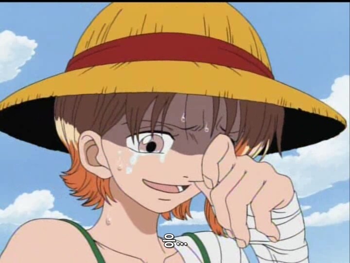 원피스) 나미가 루피 밀.집모자를 쓰고 있는 순간들_3.jpg