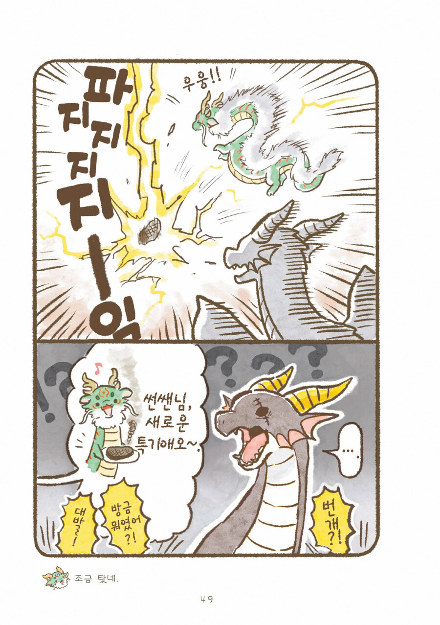 용기사 학원에서 드래곤이 인간에게 고기를 구워주는 만화_10.jpg