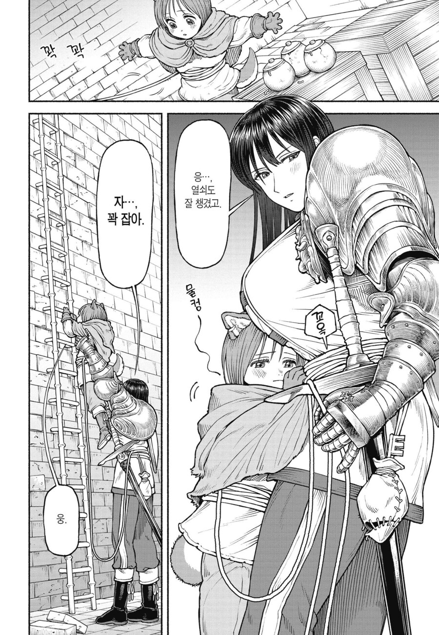 여기사와 동물귀 꼬마가 사다리를 오르는 만화_3.jpg