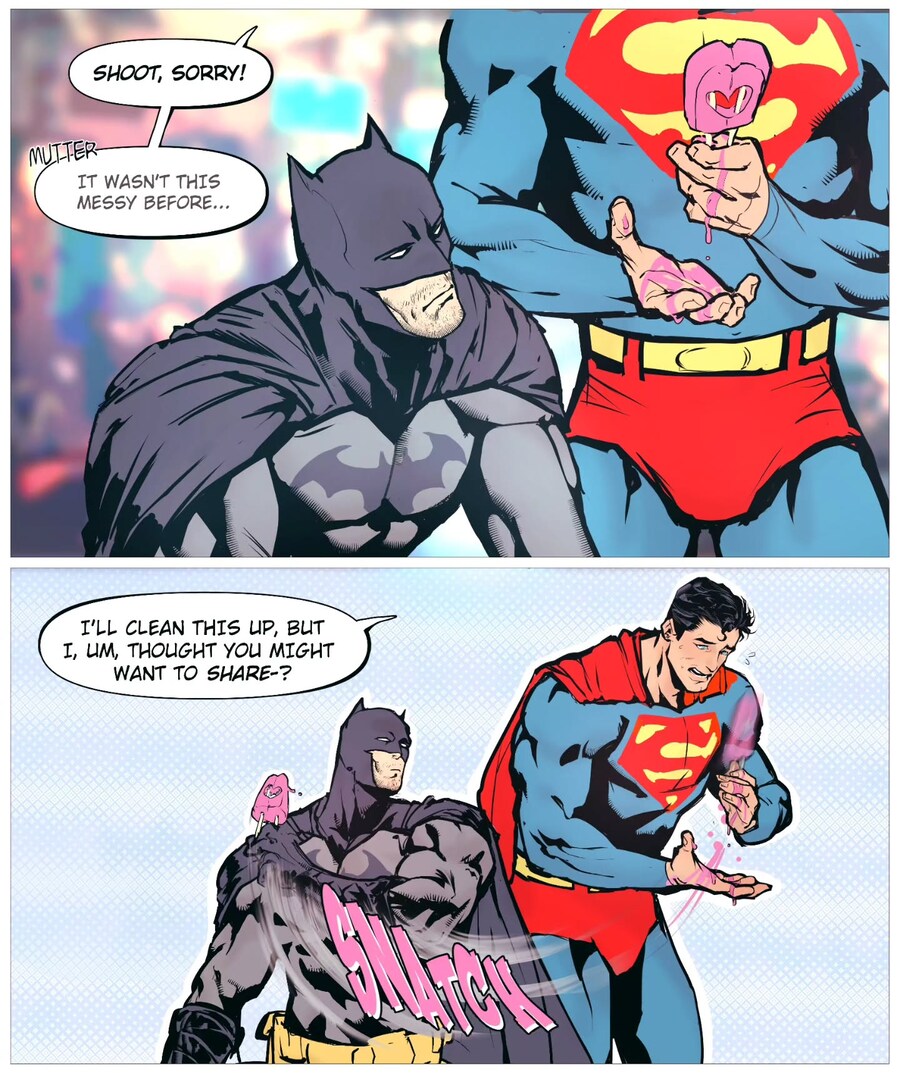 슈퍼맨이 배트맨 아이스크림 먹는거 보고 흥분하는.comic_3.jpg