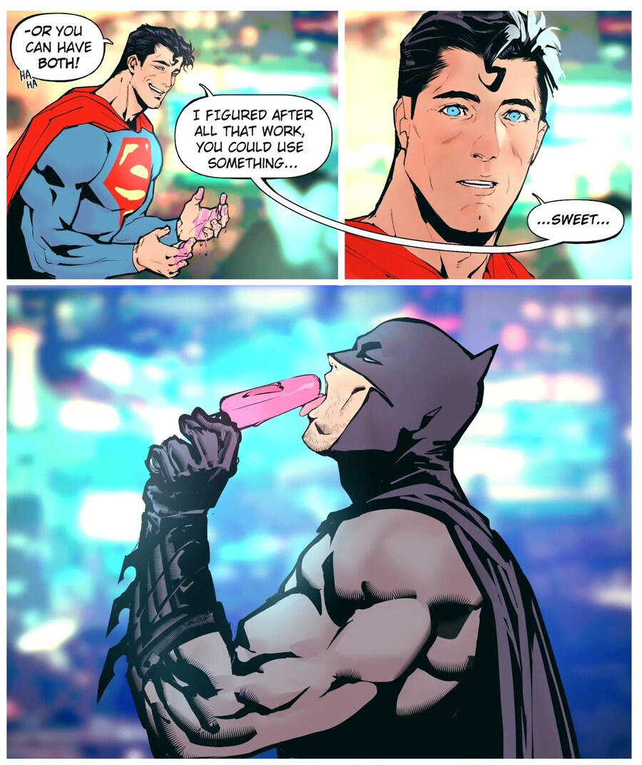 슈퍼맨이 배트맨 아이스크림 먹는거 보고 흥분하는.comic_4.jpg