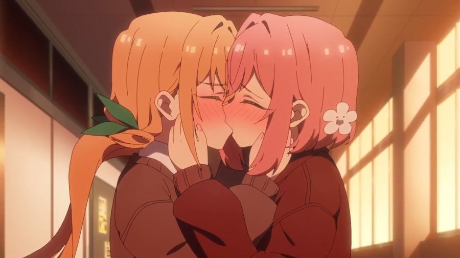 [100명의그녀]여자 둘이 키스하는것을 보고 흐믓해하는 렌타로_3.png