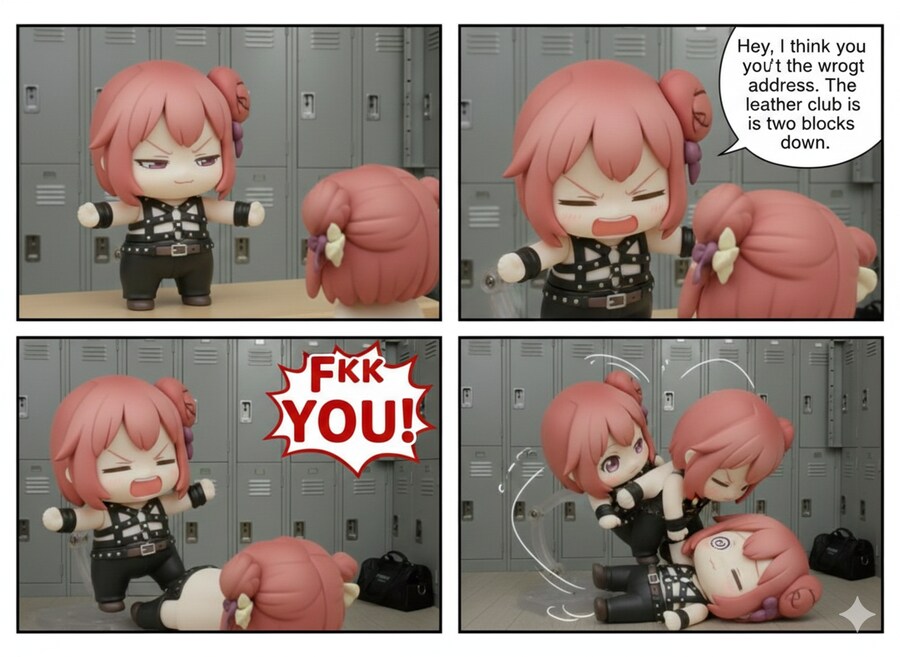 AI) 도로롱이 라커룸에서 레슬링하는 4컷만화를 부탁했는데_1.png