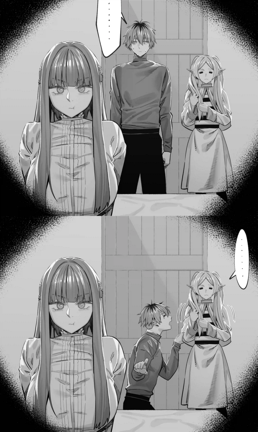 프리렌)효은이와 힘찬이가 싸워서 프리렌이 중재해서 화해하는 manhwa_1.webp