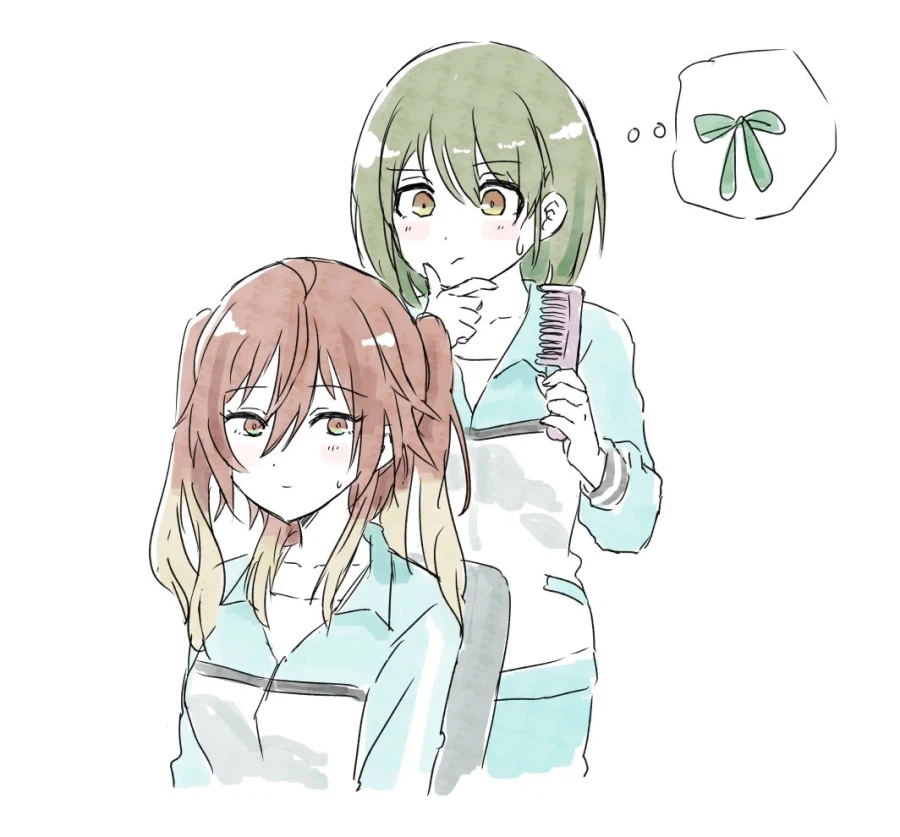 @) 미코토에게 리본을 달아줄까 고민인 니치카._1.webp