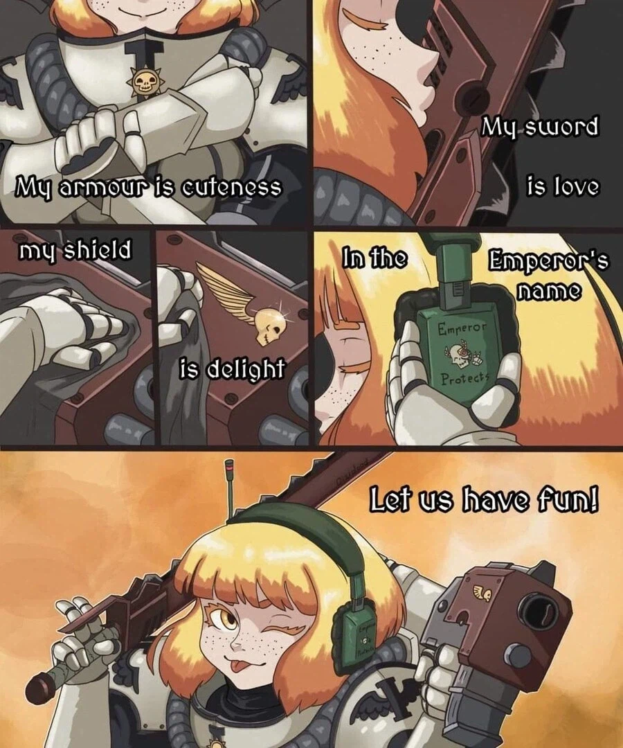 꼬마 가드맨과 카오스 마린이 맞다이하는 워해머 만화.comic_21.webp