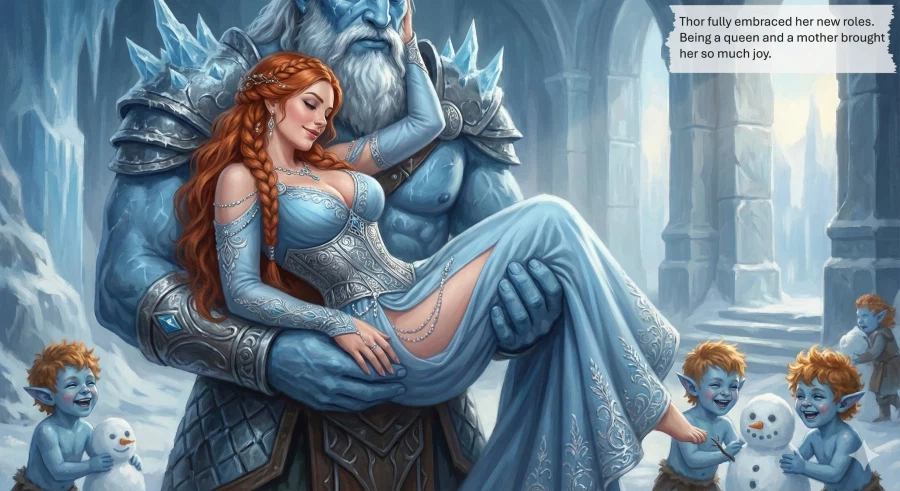 AI) 북구 신화의 토르가 여장을 하고서 묠니르를 되찾는 만화_9.webp