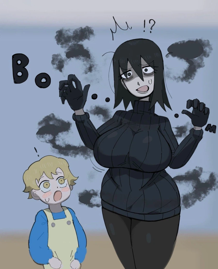 무서운 누군가를 포동포동 검정 스웨터 미스테리어스 누나로 만드는 만화_5.webp