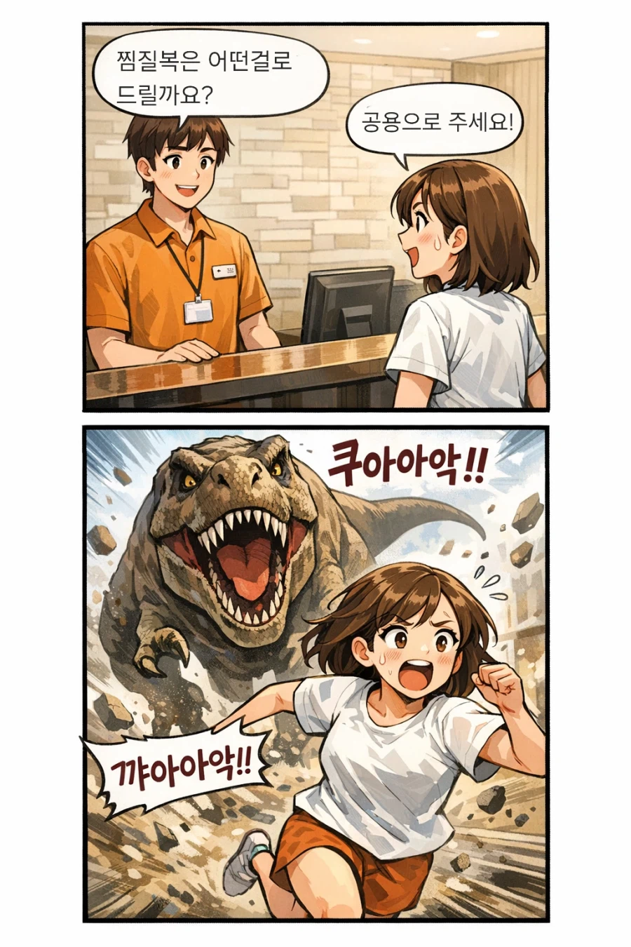찜질방에서 찜질복 물어보는 만화.manga_1.webp