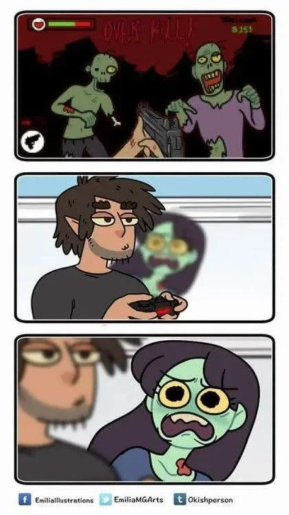 좀비 여친앞에서 좀비 죽이는게임하는 늑대인간 남친_1.webp