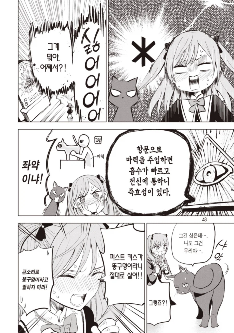 여자애가 뽀뽀로 고양이에게 걸린 저주를 풀어주는 만화_4.webp