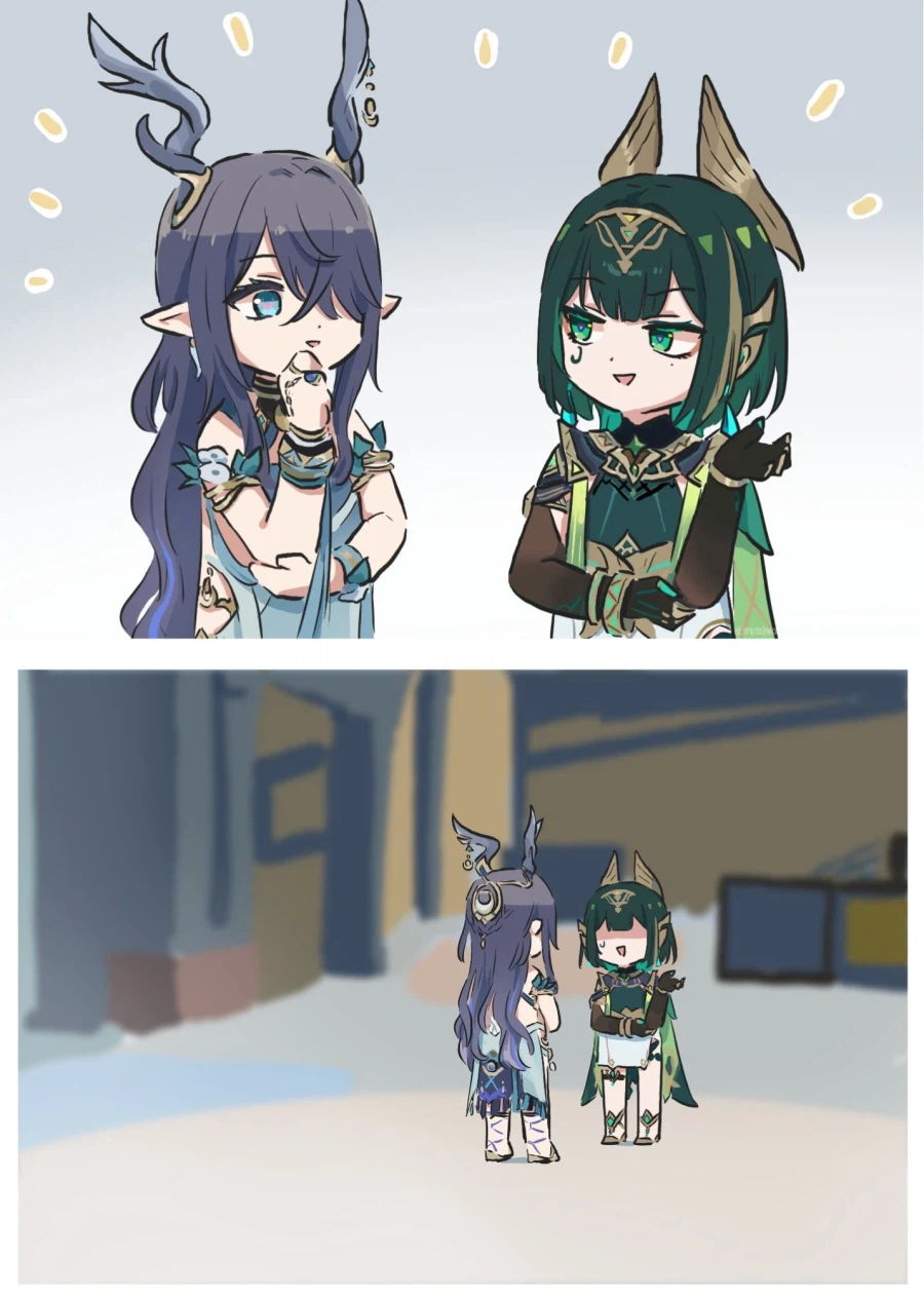 원신) 네페르 위로 몸을 겹친 라우마_1.webp