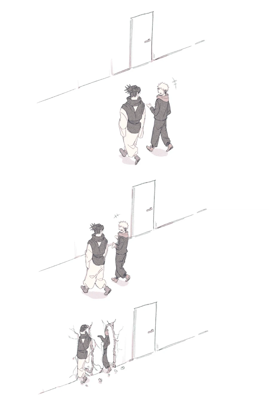 주술회전) 걸어가는 이타도리와 쵸소우_1.webp