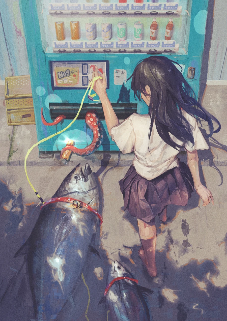 애완참치 산책시키는 여고생_1.webp