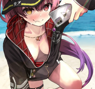 버튜버) 해변에서 노출탈의 방송을 하는 센쵸.manga