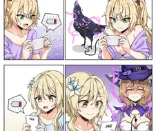 원신) 핸드폰을 충전하는 여행자와 피슬.manga