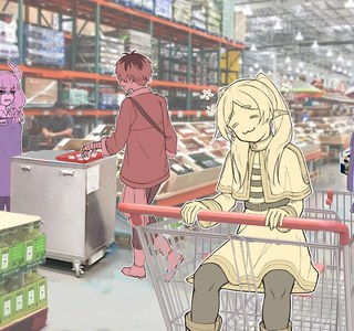 프리렌) 마트에서 쇼핑하는 일행