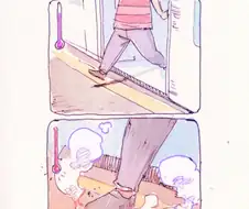 지하철에서 내리는 만화