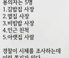 어떤 사람이 죽었다. 용의자는 5명.