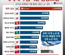 의외로 세계 1위라는 한국 비행기 노선