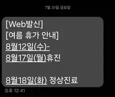 어느 여름 휴가 안내 문자