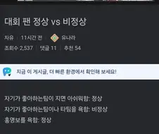 대회 팬 정상 vs 비정상