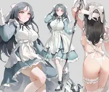 노출 하나 없이 야한 메이드