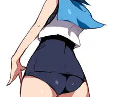 팬티 노출 염려가 전혀 없는 물타입 파란머리 히로인♥