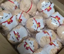 굿즈로 나올 예정이라는 귀여운 고양이 이모티콘 인형.JPG