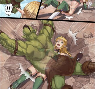 [후방]엘프와 오크의 레슬링