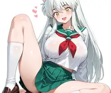 AI) 카고메의 교복을 입고 즐거워하는 TS 이누야샤
