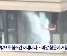 "태풍이 더러운 창문을 말끔하게 해주겠지?"