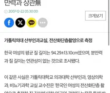 한국여성 질 길이 ＇평균 94.29cm＇...분만력과 상관無