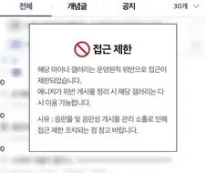 어느 마이너 갤러리가 음란물 접근제한 금지가 걸렸다